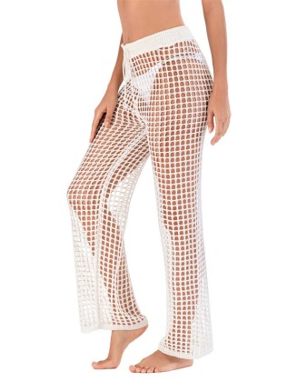 Sexy See-Through Crochetgo Hollow Beach Trousers Cover-Ups