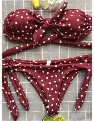 Knot Polka-Dot Bikinis Swimwear