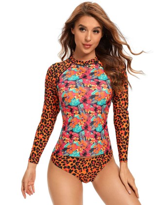 Split-Joint Floral &Leopard Printed Split Wetsuits