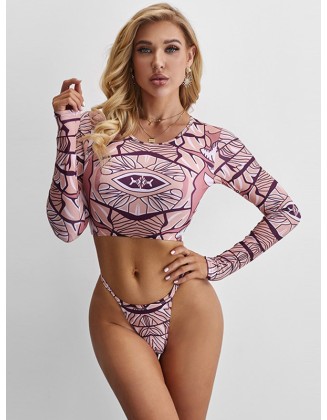 Floral Long Sleeve Round-Neck Brazilian Wetsuit