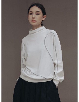 Urban Long Sleeves High-Neck Sweatshirt Tops