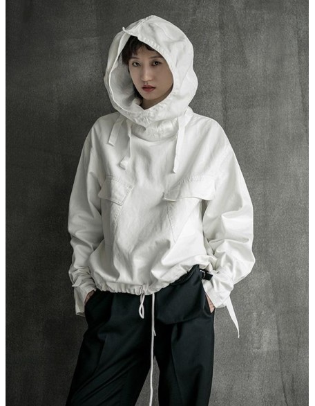 Loose Solid Drawstring Space Style Hoodie Sweatshirt