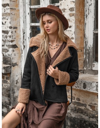 Casual Loose Solid Color Lapel Collar Jackets&Coat