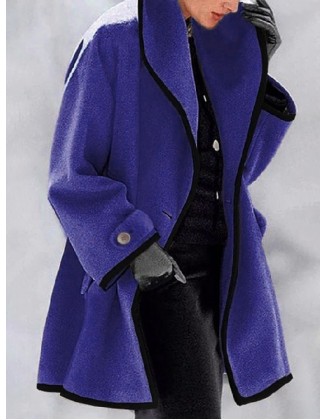 Buttoned Long Sleeves Stand Collar Outerwear Coats