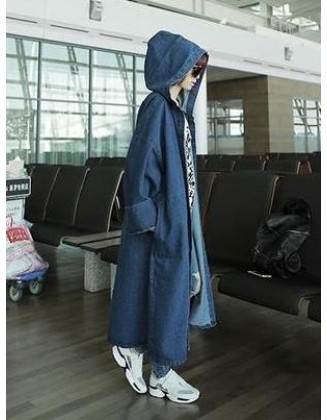 Casual Long Jeans Hooded Cap Outwear