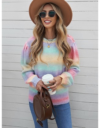 Casual Loose Patchwork Round-Neck Sweater Top