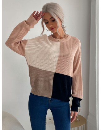 Casual Loose Patchwork Sweater Top