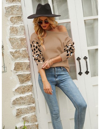 Casual Loose Leopard Patchwork Sweater Top