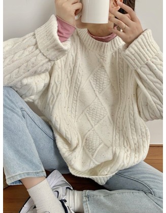 Original Casual Loose Round-Neck Long Sleeves Sweater Tops