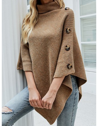 Casual 7 Colors High-Neck Sweater Cape