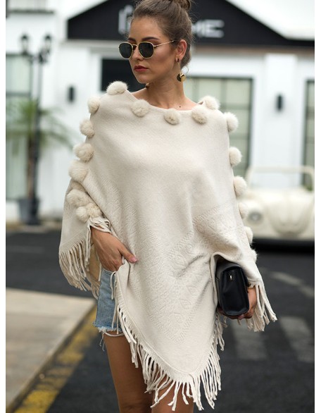 Original 6 Colors Tassels Embroidered Round-Neck Sweater Cape