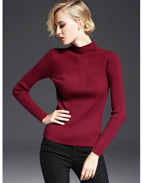 7 Colors Simple Knitting Solid Color High-Neck Sweater