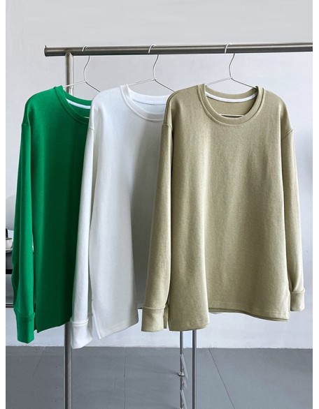 3 Colors Loose Casual Solid Color Split-Side T-Shirt Top