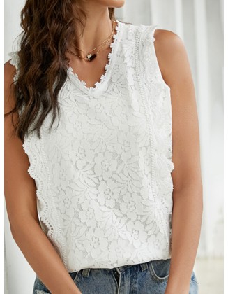 Original Lace Solid Color Loose Vest Top