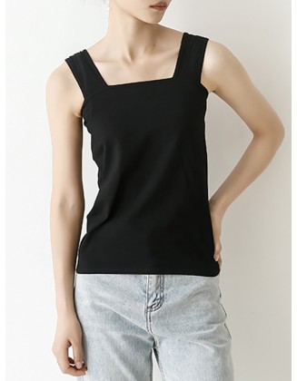 Casual Simple 6 Colors Square-Neck Sleeveless Vest